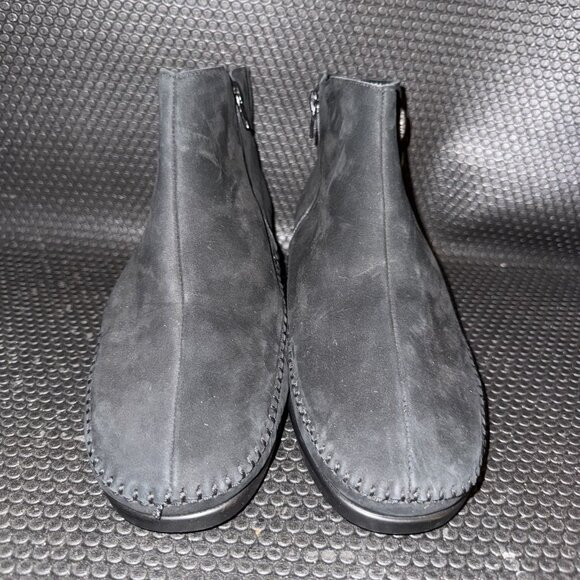 SAS Jade Side Zip Black Leather Suede Ankle Boots Booties Women’s Size 10W3 - Picture 2 of 8